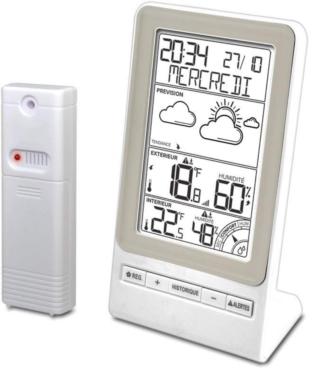ApexArte® Weerstation Binnen en Buiten - Weerstation Draadloos Binnen Buiten - Weerstation met Buitensensor - Taupe