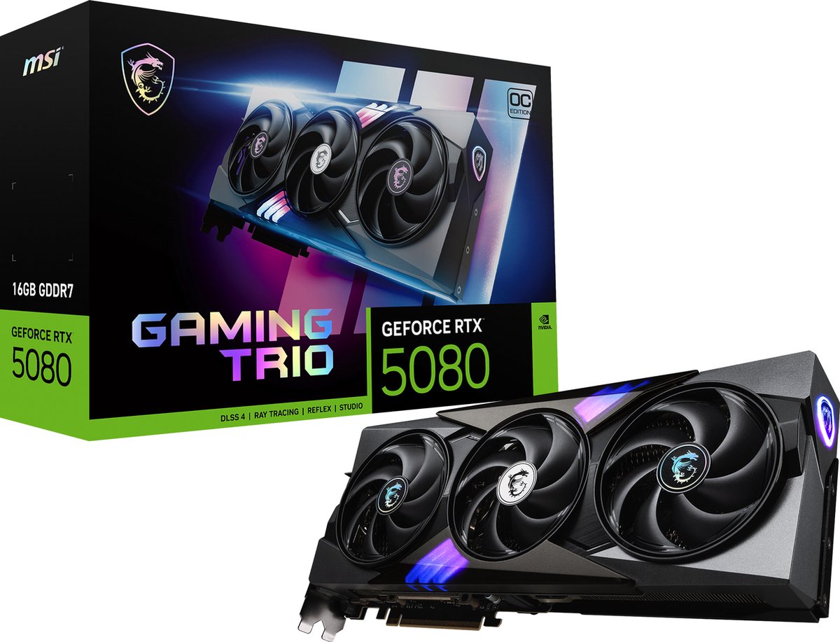 MSI GeForce RTX 5080 16G GAMING TRIO OC grafische kaart