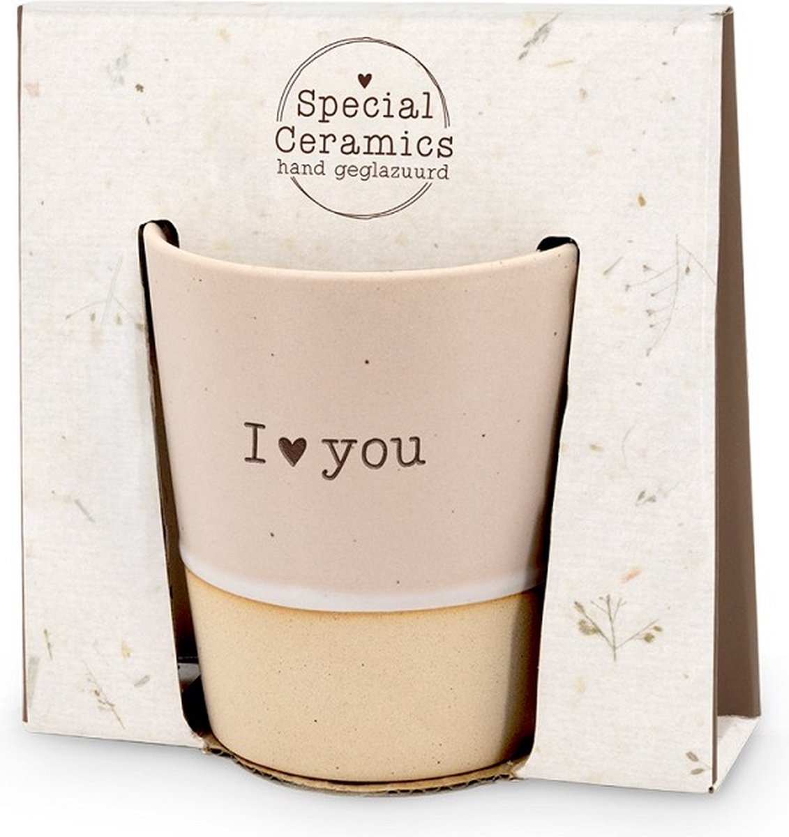 Mok - Beker - Koffie - I Love You - Keramiek - lint: "Speciaal voor jou" - Cadeauverpakking