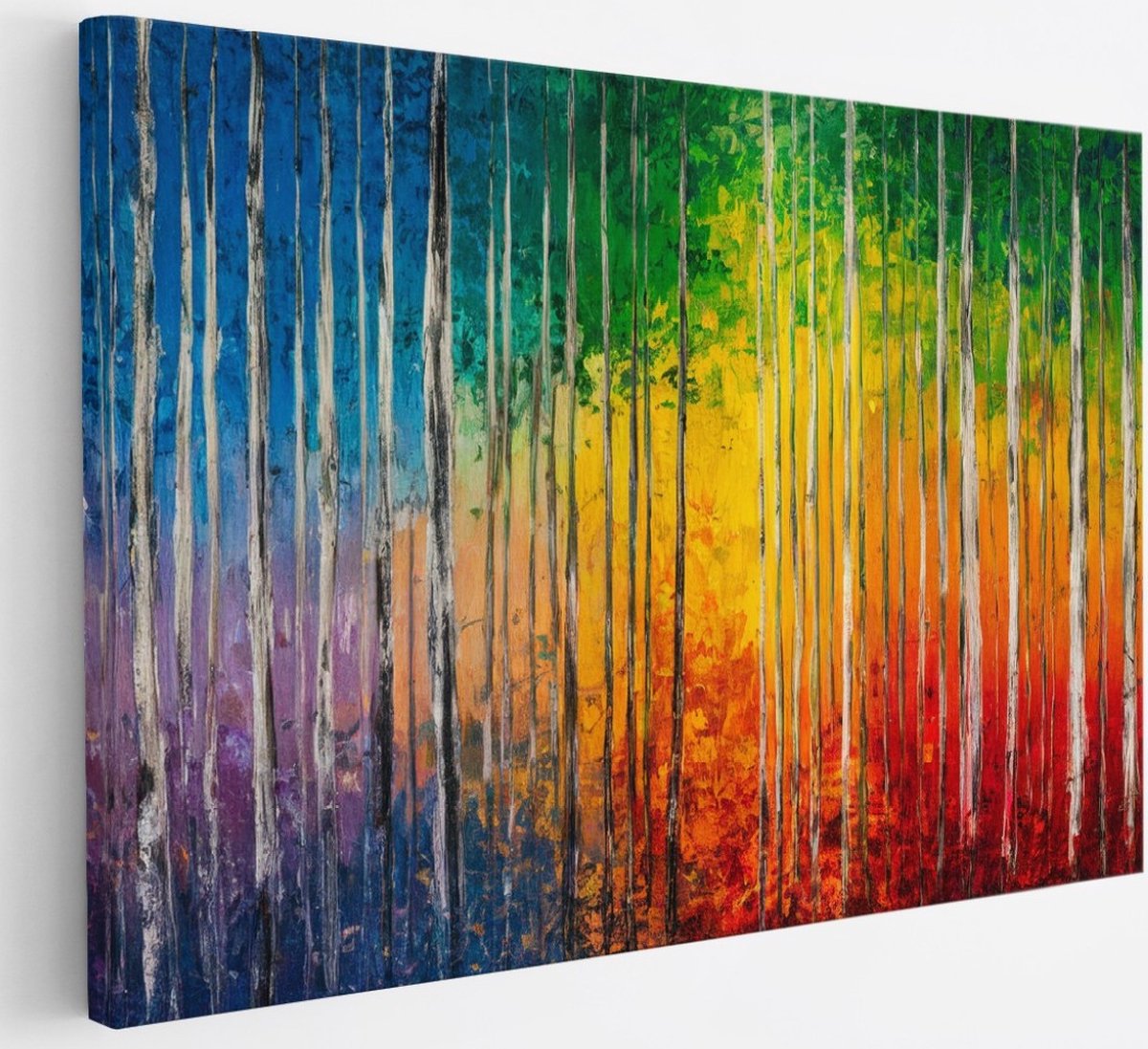 Saammp Canvas Schilderij - Kleurrijk - Abstract bos - Landschap - Natuur - 30x20 - Foto op canvas - Wanddecoratie - Muurdecoratie Woonkamer - Slaapkamer decoratie - Canvas Print Multicolor