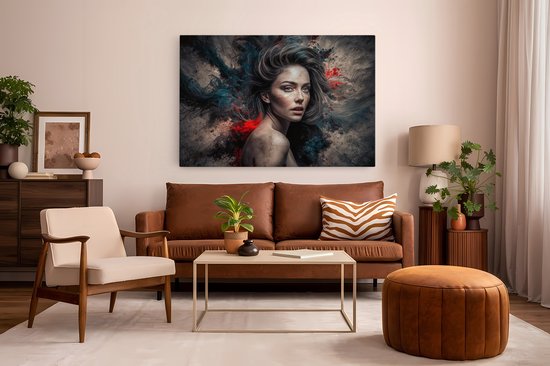 Tableau sur toile Saammp - Abstrait - Femme - Rouge - 70x50 - Photo sur toile - Décoration murale - Décoration murale Salon - Décoration chambre - Impression sur toile