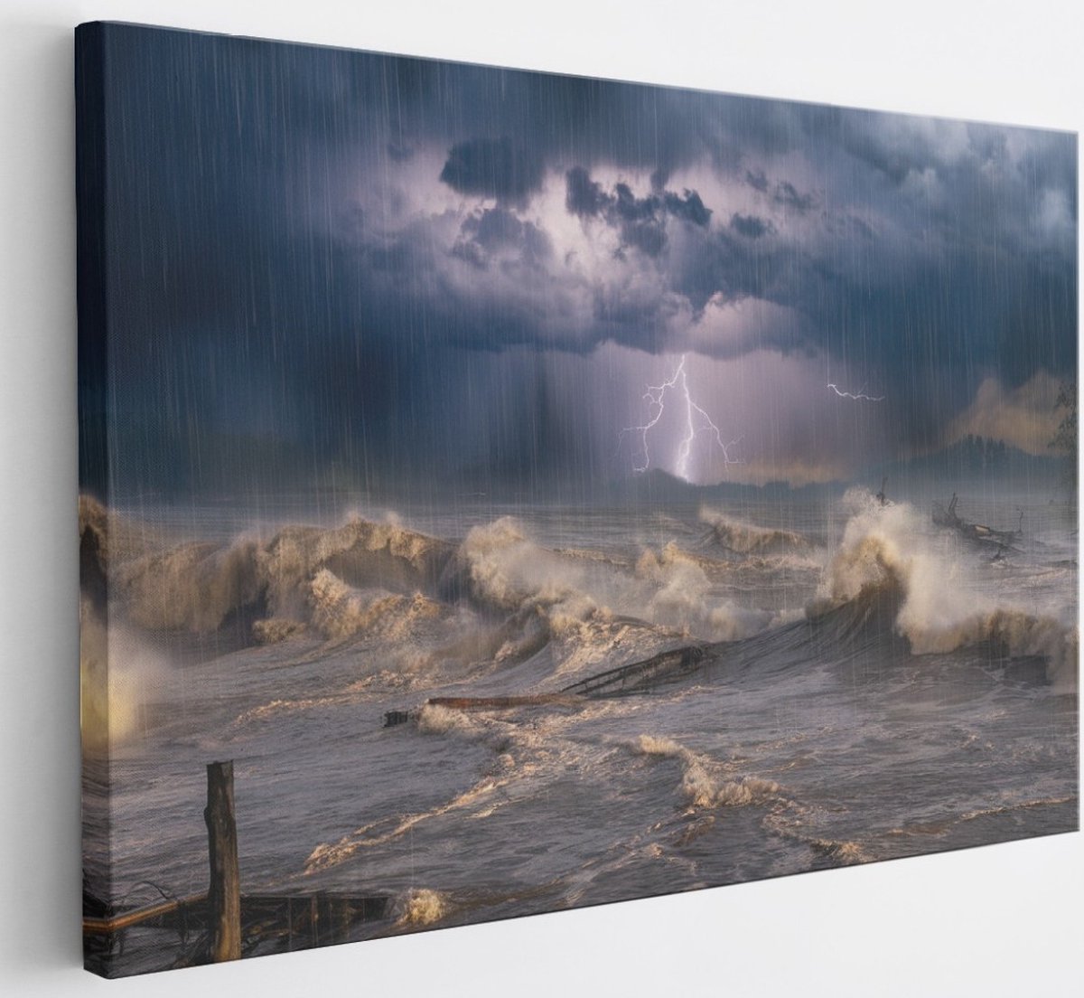 Saammp Canvas Schilderij - Storm - Abstract - 30x20 - Foto op canvas - Wanddecoratie - Muurdecoratie Woonkamer - Slaapkamer decoratie - Canvas Print Multicolor