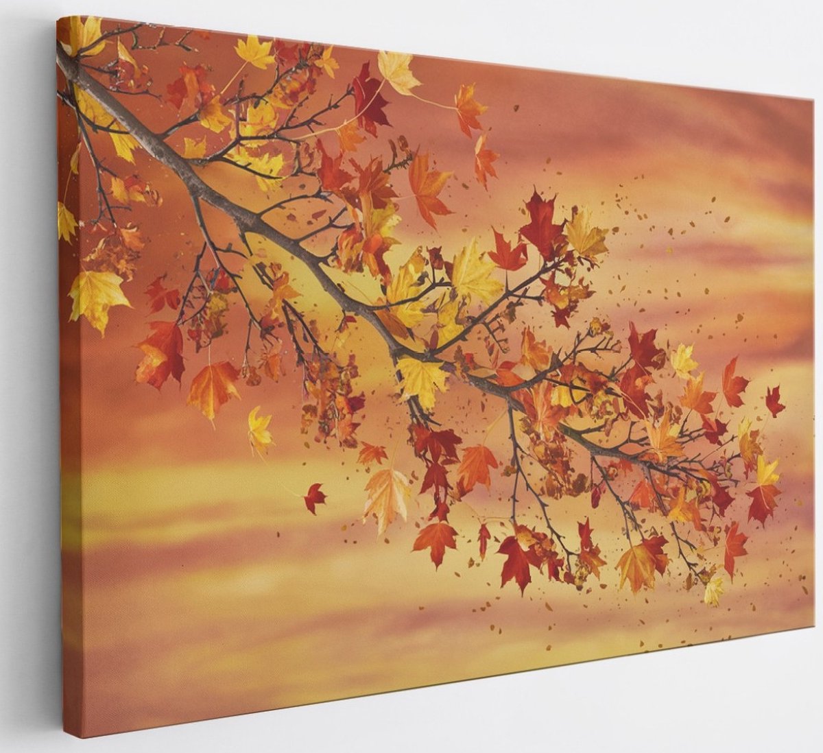 Saammp Canvas Schilderij - herfst tak - Abstract - 30x20 - Foto op canvas - Wanddecoratie - Muurdecoratie Woonkamer - Slaapkamer decoratie - Canvas Print Multicolor