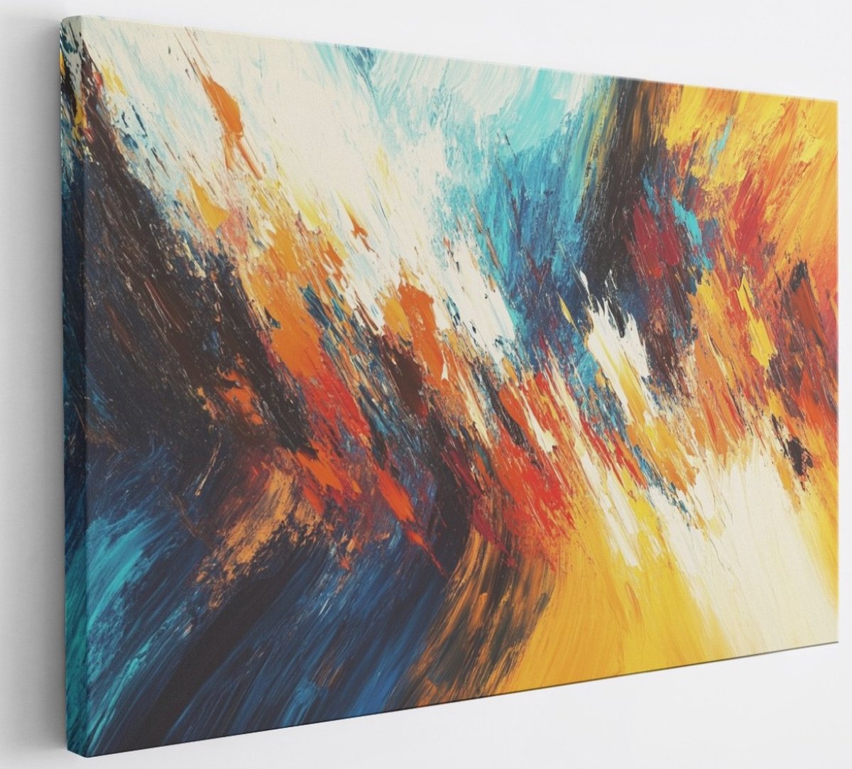 Saammp Canvas Schilderij -Kleurrijke groffe strepen - Abstract kunstwerk - 30x20 - Foto op canvas - Wanddecoratie - Muurdecoratie Woonkamer - Slaapkamer decoratie - Canvas Print Multicolor