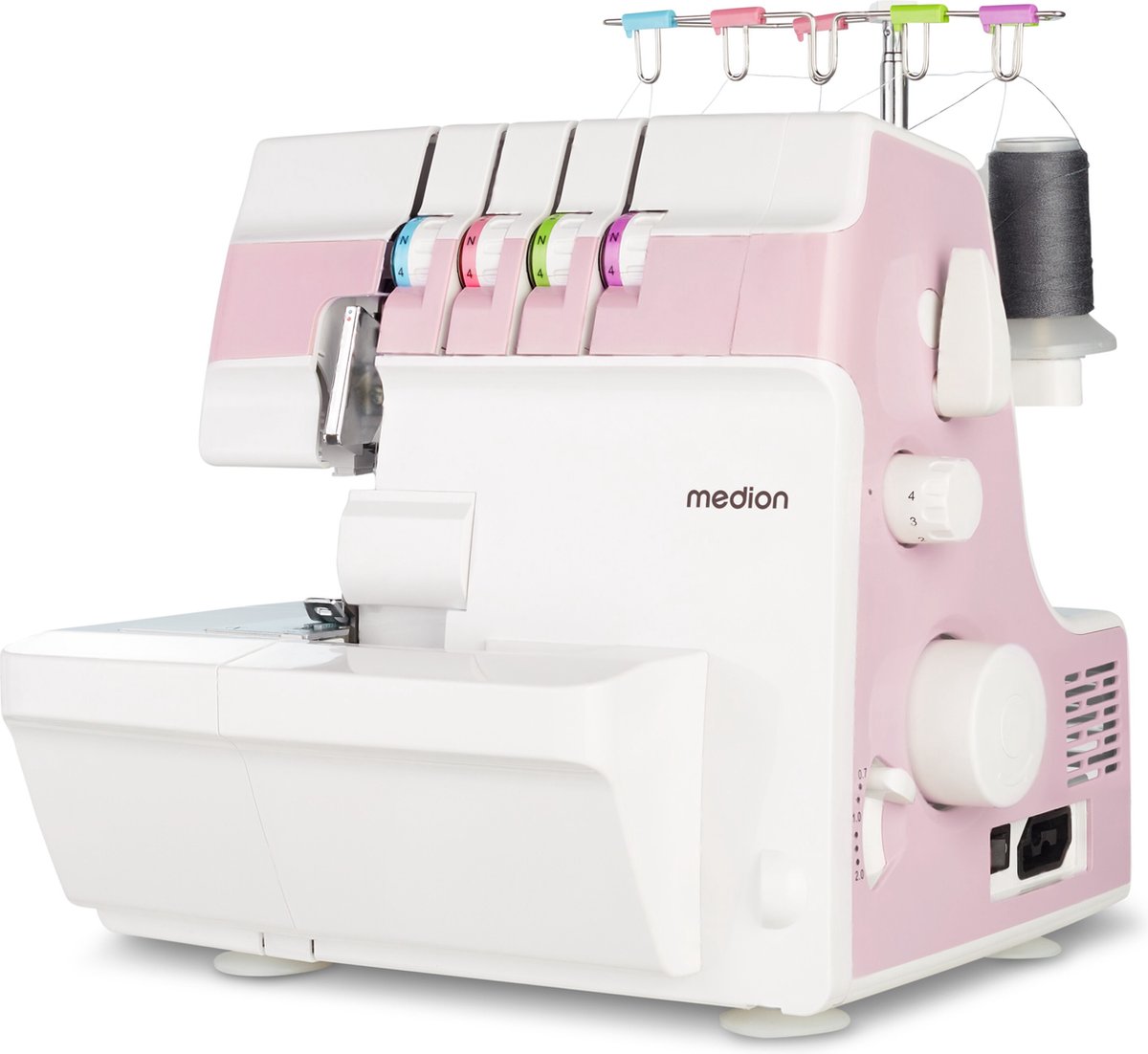 Bol.com MEDION overlock naaimachine SO90 (elektrisch, 90 watt, LED-lampje, one-pass snijden, uitgebreide accessoires, MD19169) roze aanbieding