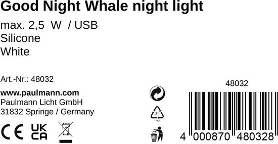 Nachtlamp Accu Whale 146x110mm RGBW+ Wit Silicon van Merkloos — afbeelding 2