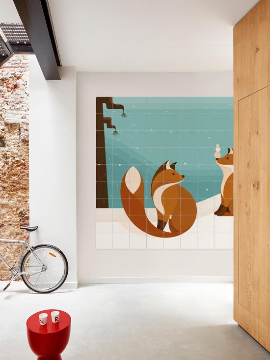 IXXI Vosjes, Elke Uijtewaal - 100 x 80 cm - Outil d'accrochage gratuit - Grande décoration murale et affiches - Illustrations, Digital Art, Ludique, Coloré