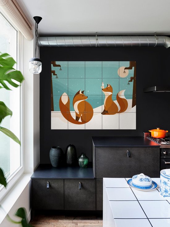 IXXI Vosjes, Elke Uijtewaal - 100 x 80 cm - Outil d'accrochage gratuit - Grande décoration murale et affiches - Illustrations, Digital Art, Ludique, Coloré