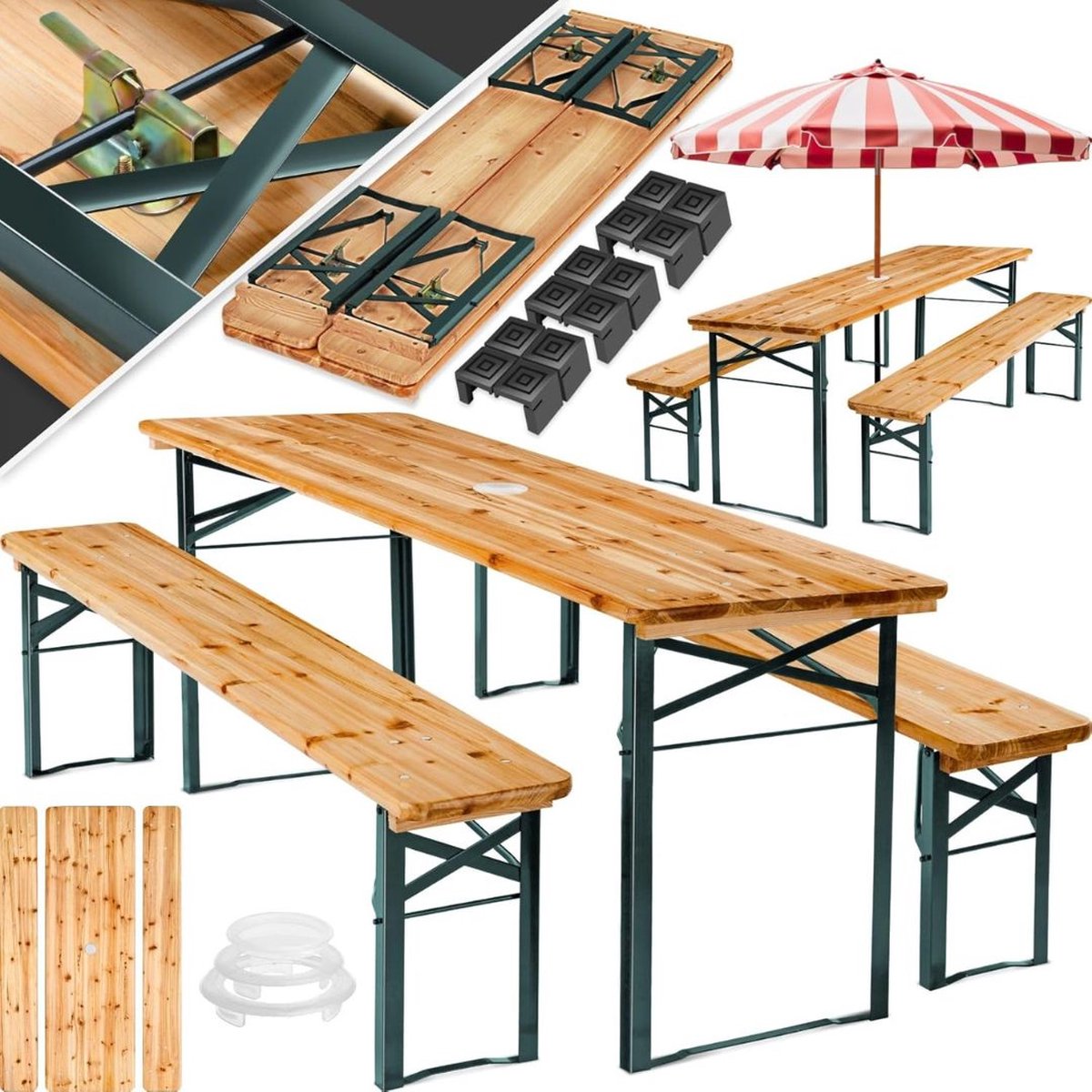 Zylo® Biertafel - Biertafels - Biertafelset - 170x46x78cm - Bruin