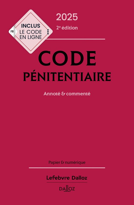 Codes Dalloz Professionnels - Code pénitentiaire 2025 2ed - ... - cover