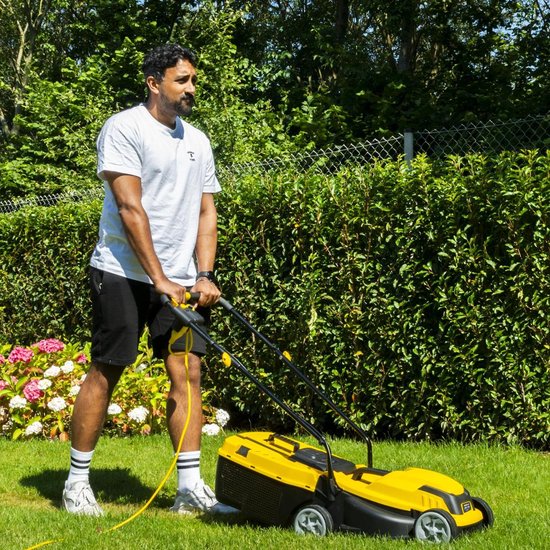 Powerplus Elektrische grasmaaier POWEG62205, 1300 W motor en 30 L opvangzak voor een tuin tot 250 m², zonder oplaadbare accu