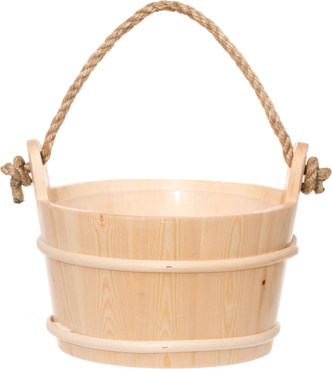 Goedkoopste 4Living houten sauna emmer (4 liter) met touw handvat - Sparrenhout