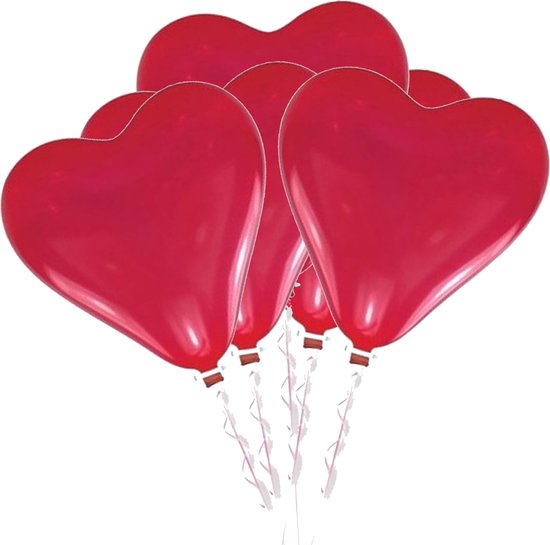 Groot XL hart ballon - 5x - rood - 60 cm - Valentijnsdag/liefde/huwelijk - bruiloft versiering