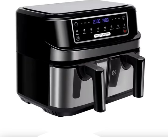 Airfryer Dubbele Heteluchtfriteuse 9L Zwart 1100W