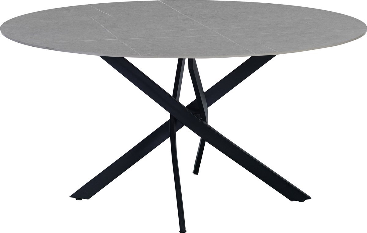Bolt Edge Eetkamertafel - Rond - 4 personen - Marmerlook - Grijs - Voor binnen en buiten