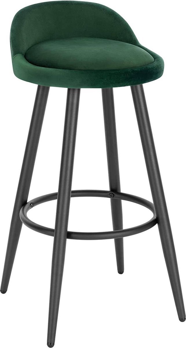 Bolt Edge Velvet Barkruk - Ergonomisch - Donkergroen - Kleine rugleuning - Zithoogte 69cm