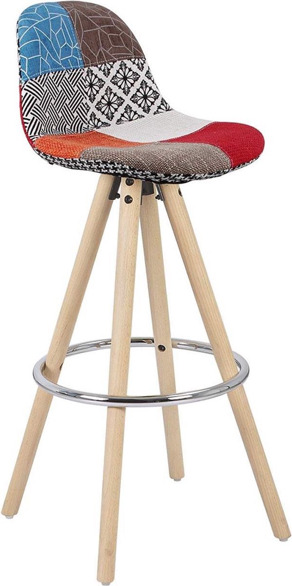 Bolt Edge Hoge Barkruk - Zithoogte 75cm - Linnen - Zwart frame - Met rugleuning