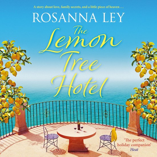 Couverture du livre 'The Lemon Tree Hotel' avec des citronniers et la mer.