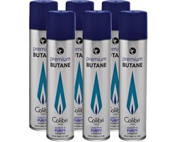 Colibri Butaan Gasfles - Gas voor aansteker, Gasbrander, Keuken Brander - Gasbus met 90 ml - 6 stuks - 99,9994% Puur Butaangas - Aluminium