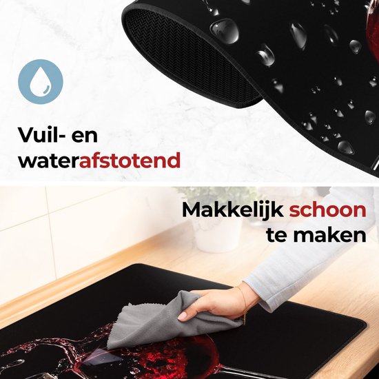 KitchyMist Inductie Beschermer 78x52 cm - Wijn - Kookplaat Beschermer - Afdekplaat voor Kookplaat - Inductie Mat - Spatscherm Achterwand Keuken
