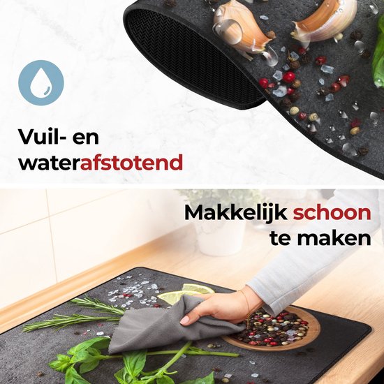 KitchyMist Inductie Beschermer 90x52 cm - Kruiden en Specerijen Limoen - Kookplaat Beschermer - Afdekplaat voor Kookplaat - Inductie Mat - Spatscherm Achterwand Keuken
