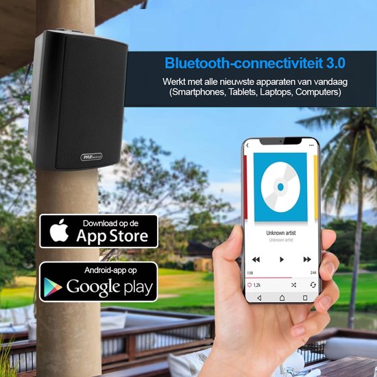 Pyle Bluetooth Luidsprekersysteem- Bluetooth Speakers-16 cm Woofer- Waterbestendige ABS Behuizing met Muurmontage- Marinegraad IP44 Classificatie- Bass Boost- Zwart — afbeelding 2
