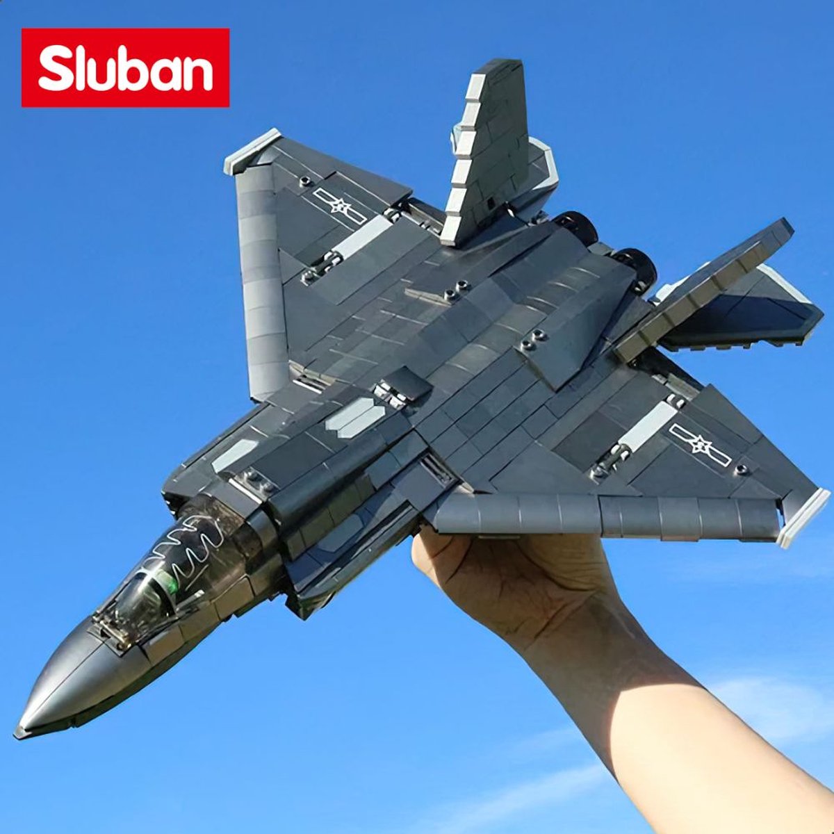 Sluban - J35S Straaljager met LED verlichtingen | WW2 army luchtmacht | Technic creator ideas educatief leger speelgoed | Expert bouwpakketten voor volwassenen | Classic icons vliegtuig modelbouw | 838 bloks — afbeelding 16