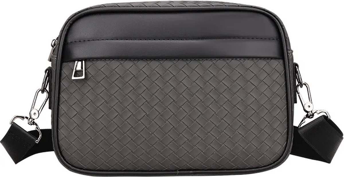 Without Lemon - Heren Crossbody Tas - PU Leer - Outdoor - Reizen - Ideaal voor reizen - Dagelijks gebruik - Handig - Compact - Waterbestendig - 25x17x6CM - LARGE - Grijs