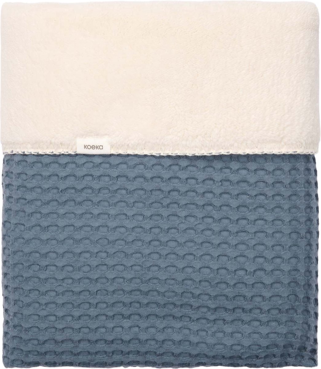 Koeka ledikantdeken wafel/teddy Oslo - bluestone - 100x150