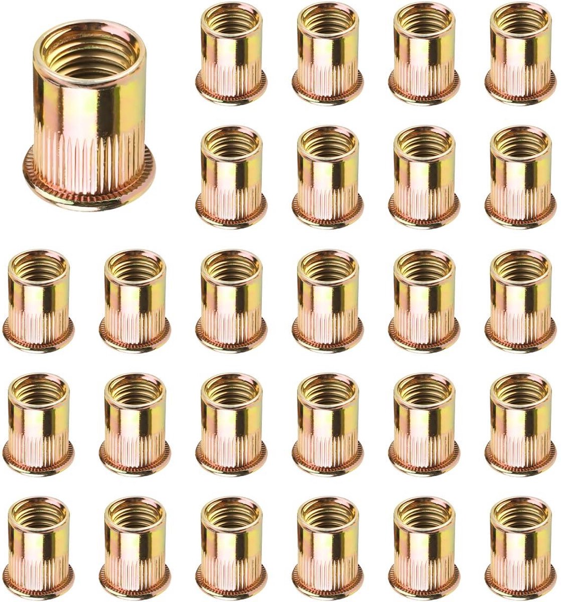 100 stuks M6 koolstofstaal klinkmoeren - ronde platte kop - binnendraad - blindklinkmoeren - metrische - schroefdraad - platen - buizen .