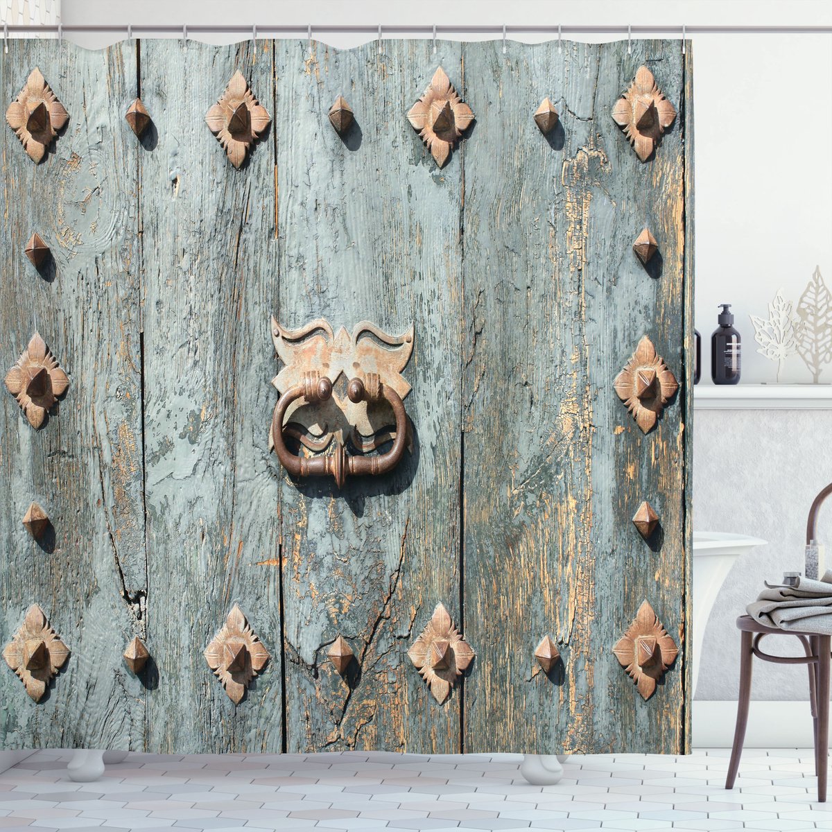 ABAKUHAUS douchegordijn – 175x180 cm – turkoois, polyester
