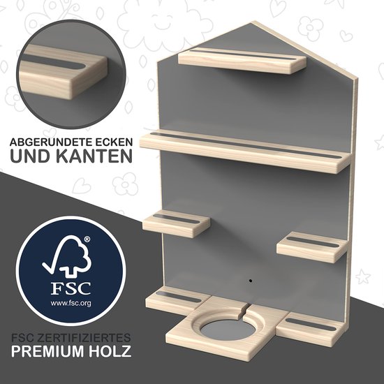 Scaffale Magnetico Per Toniebox E Tonies - Fino A 52 Personaggi, Grigio, Montaggio A Parete