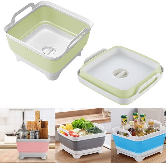 SIC opvouwbare multifunctionele wasbak (set van 2) van kunststof, ruimtebesparend, ideaal voor vuile was, was, keuken, draagbaar en licht