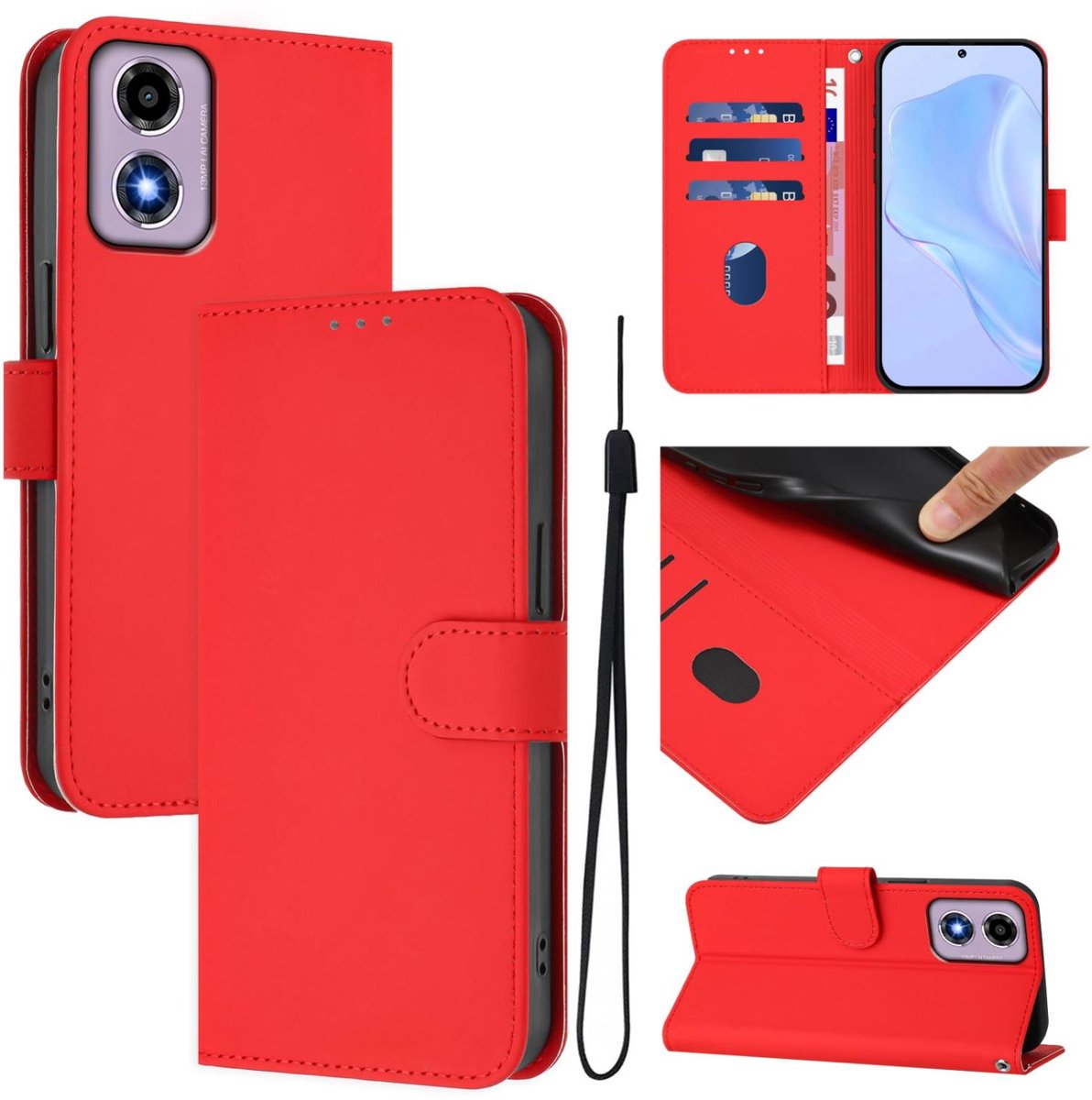 Mobigear Telefoonhoesje geschikt voor Motorola Moto E14 Hoesje | Mobigear Urban Wallet Bookcase Portemonnee | Pasjeshouder voor 3 Pasjes | Telefoonhoesje voor Pinpas / OV Kaart / Rijbewijs - Rood