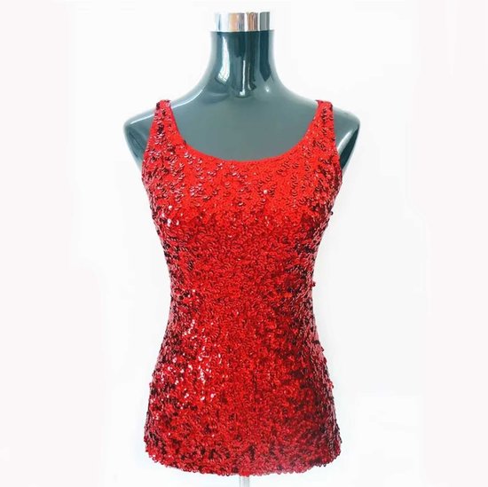 Chemise à Glitter rouges pour femmes - Paillettes - Shine - Chemise - Fête - Paillettes - Haut