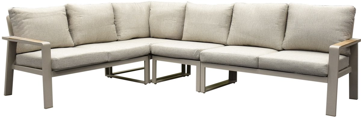 Lola hoek loungeset 4-delig aluminium latte zand