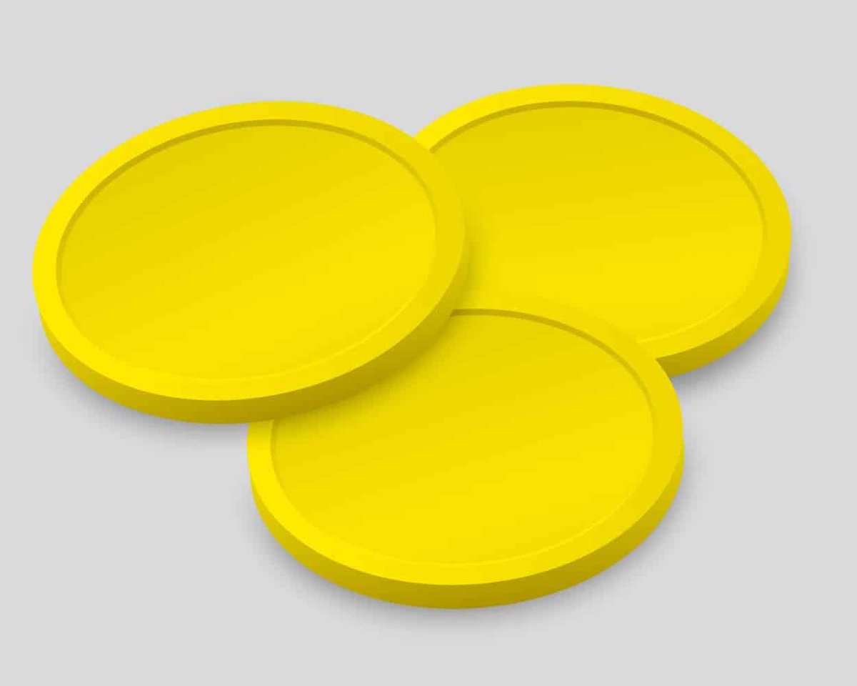 Blanco Consumptiemunten 29mm / Betaalmunten (per 250 stuks) - FLUOR GEEL