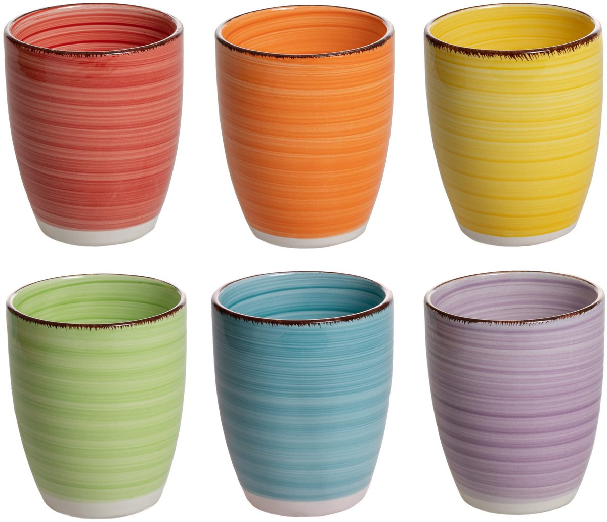 Studio Tavola Koffiekopje Sunny Summer Vrolijke Kleurenmix - Set Van 6 160 ml Ø 6,8 cm Aardewerk - Vaatwasser-, Magnetron- & Ovenbestendig