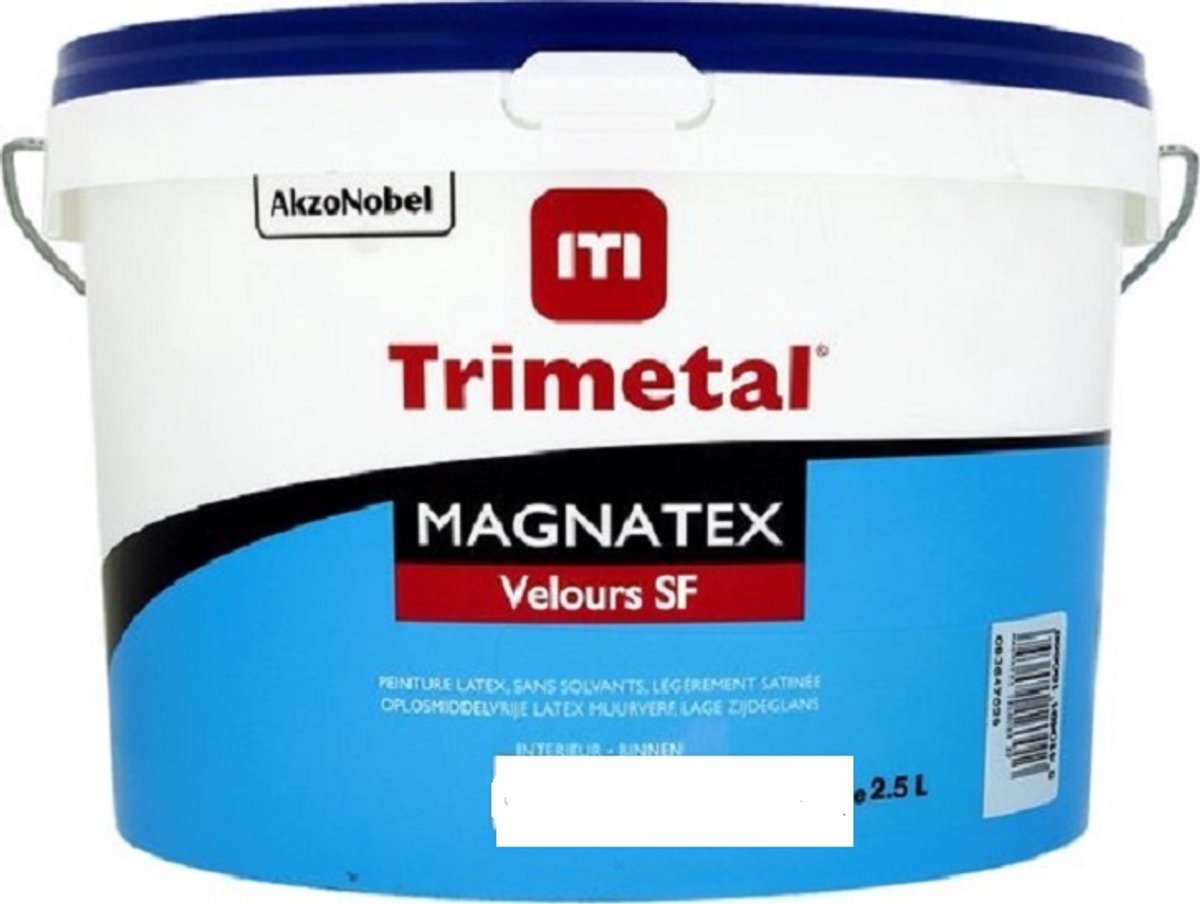 Trimetal Magnatex Velours SF - Watergedragen lage zijdeglans ( soft ) muurverf voor binnen - Kleur RAL 9010 Pure White ( gebrokenwit - 2.50 L
