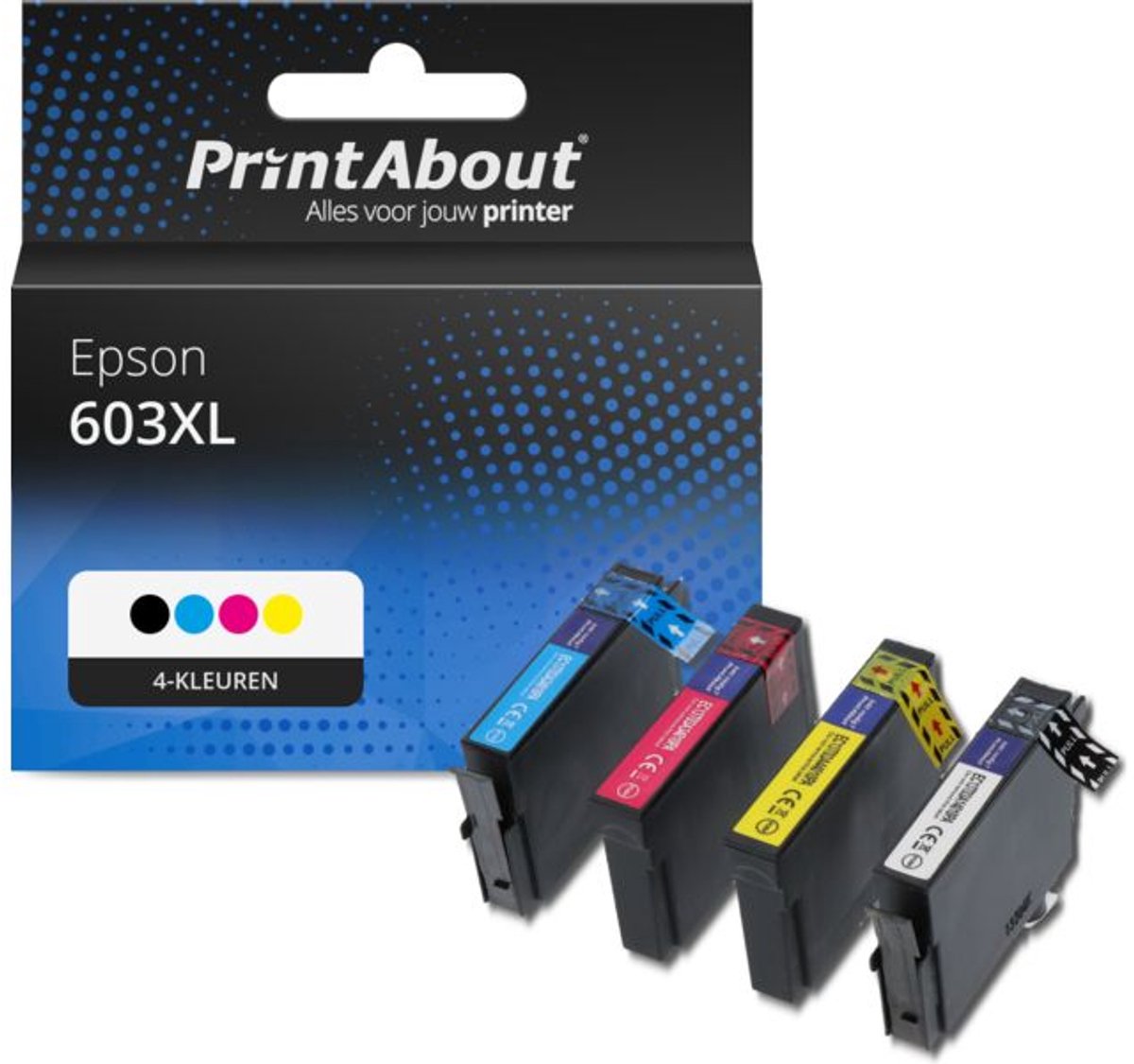 PrintAbout Huismerk Epson 603XL (C13T03U64010) Inktcartridge 4-kleuren Voordeelbundel Hoge capaciteit