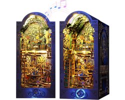 Meedeer Boekhuis Bouwpakket -DIY Book Nook Kit met Muziekdoos en Rijke Lichten Sterverkenningsset - Houten Modellen - Body Sensor Licht Set - Premium Miniaturen Bouwpakket - Handgemaakte Houten Modellen - Geschikt voor Kinderen Volwassenen