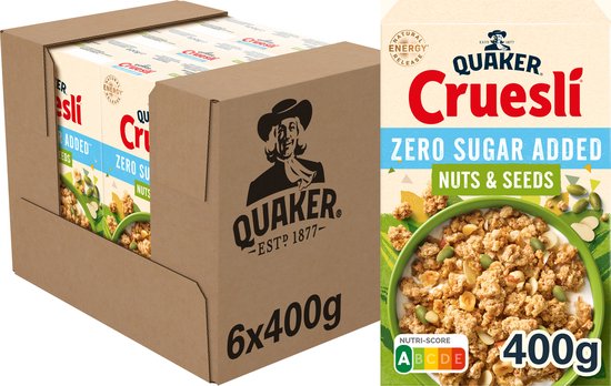 Quaker Cruesli Zero Sugar Added Nuts & Seeds - Ontbijtgranen - 6 x 400 gram