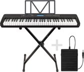 Ensemble clavier - Piano à clavier Áengus A902 avec 61 touches lumineuses sensibles à la vélocité, USB MIDI + Pédale de sustain et Support de clavier