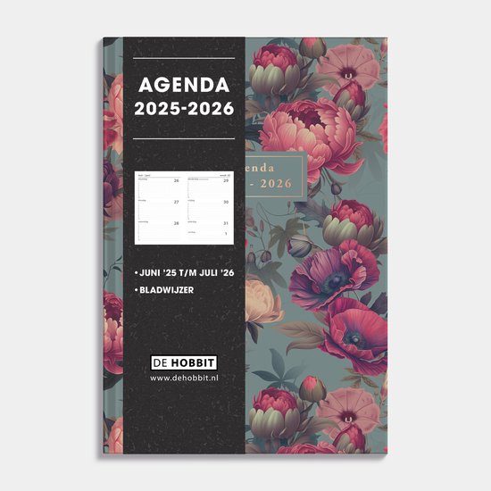 Hobbit - Schoolagenda 2025-2026 - 1 week op 2 pagina's - Harde kaft - A5 (14 x 20,5 cm) - Bloem Klassiek