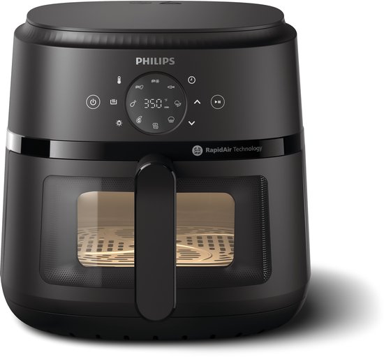 Philips 2000 Series Airfryer - NA230/00 - Kijkvenster - RapidAir - 6.2L - Tot 5 Personen - Zwart
