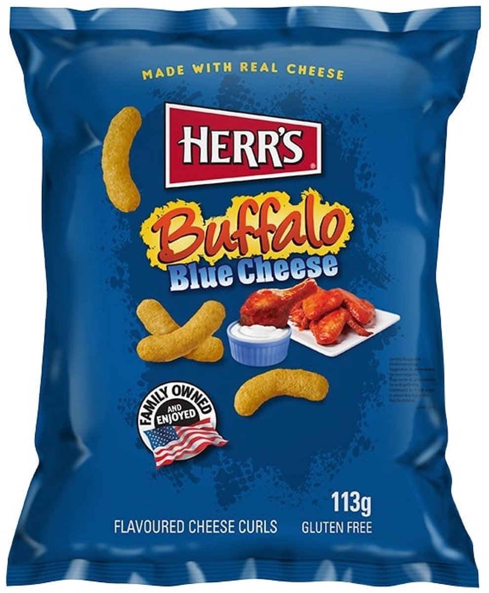 Herr's Buffalo Blue Cheese Curls - 12 x 113g- Voordeelverpakking