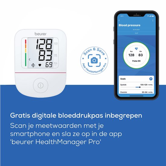 Beurer BM 23 Bloeddrukmeter Bovenarm – Aanbevolen door Hartstichting - Medisch Gecertificeerd – Manchet 22-42 cm – USB-C Aansluiting – Eenknopsbediening – Onregelmatige Hartslagdetectie – Risico-Indicator – Incl. Batterijen – 5 Jaar Garantie