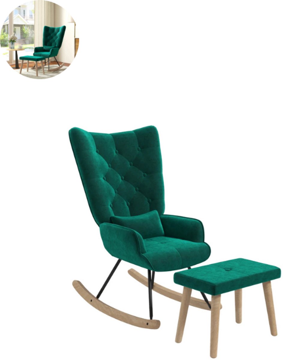 Fauteuil - Relaxzetel - Relaxstoel - Relaxfauteuil - Stoel - Met armleuning - Met voetenbank - Voor één Persoon - Groen