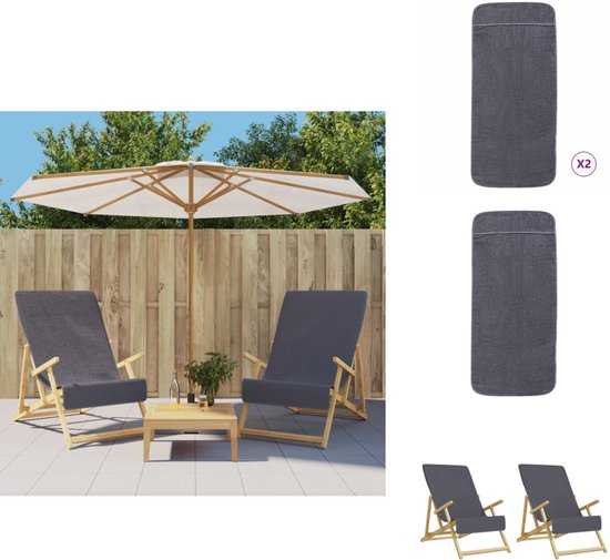 vidaXL Serviettes de plage - Douces - Antidérapantes - Anthracite - 60 x 135 cm - Set de 2 - Serviette de plage