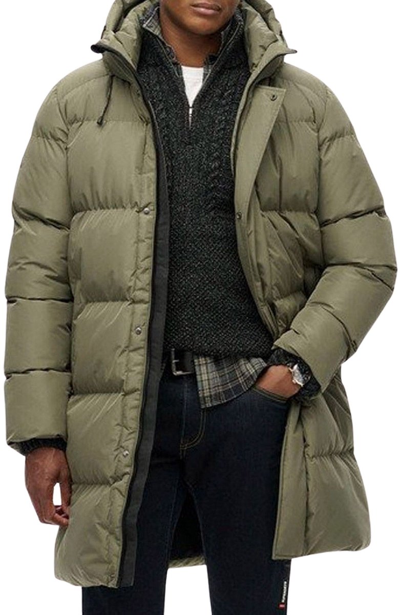 Superdry HOODED SPORTS PUFFER MID JKT Heren Jas Groen